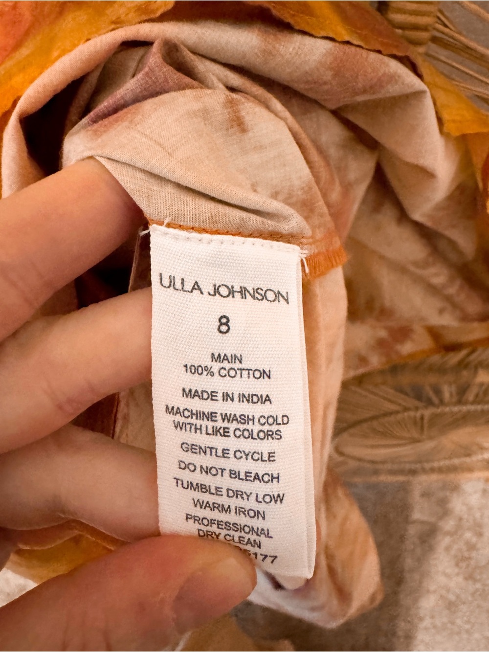 Ulla Johnson Valentina Tie-Dye Orange Brown & Green Midi Maxi Sundress SZ 8 - Picture 7 of 9